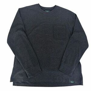 WOOLRICH Charcoal Gray Long Sleeve Pocket Tee 100% Cotton Classic Loungewear top